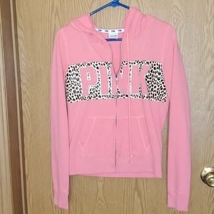 Pink and cheetah zipup hoodie
